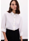 Çıtçıt Detaylı Gömlek - Ekru