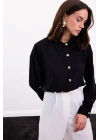 Çıtçıt Detaylı Gömlek - Siyah