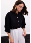 Çıtçıt Detaylı Gömlek - Siyah