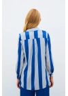Çizgi Desenli Gömlek - SAX MAVİ