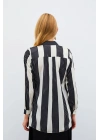 Çizgi Desenli Gömlek - SİYAH