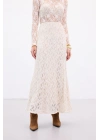 Dantelli Uzun Etek - Bej