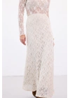 Dantelli Uzun Etek - Bej