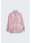 Desenli Uzun Kollu Bluz - Pembe