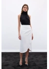 Düğme Detaylı Kalem Etek - Ekru