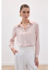 Düz Klasik Gömlek - Pudra