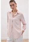 Düz Klasik Gömlek - Pudra