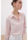 Düz Klasik Gömlek - Pudra