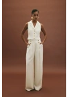 Eva Krep Pantolon - Ekru