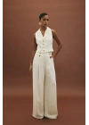 Eva Krep Pantolon - Ekru