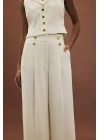 Eva Krep Pantolon - Ekru