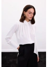 Fularlı Gömlek - Ekru