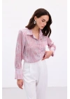 Geniş Manşetli Gömlek - Pembe