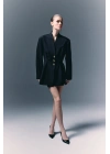 Gold Düğmeli Uzun Ceket - Siyah