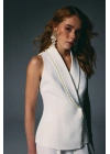 İnci Detaylı Yelek - Ekru