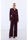Jakarlı Pantolon - Bordo
