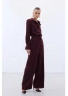 Jakarlı Pantolon - Bordo