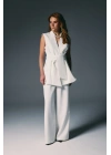 Kalın Kuşaklı Yelek - Ekru