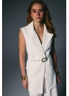 Kemer Detaylı Yelek - Ekru