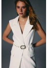 Kemer Detaylı Yelek - Ekru