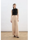 Kemerli Bol Pantolon - Bej