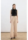 Kemerli Bol Pantolon - Bej