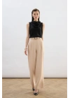 Kemerli Bol Pantolon - Bej