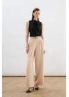 Kemerli Bol Pantolon - Bej