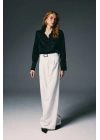 Kemerli Bol Pantolon - Ekru