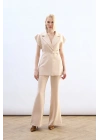 Kemerli Uzun Yelek - Bej