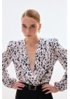Kruvaze Bodysuit Bluz - Ekru