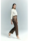 Lisa Saten Duble Paça Pantolon - Kahve
