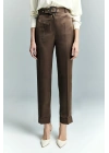 Lisa Saten Duble Paça Pantolon - Kahve