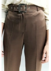 Lisa Saten Duble Paça Pantolon - Kahve
