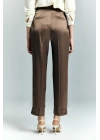 Lisa Saten Duble Paça Pantolon - Kahve