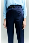 Lisa Saten Duble Paça Pantolon - Lacivert