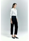 Lisa Saten Duble Paça Pantolon - Siyah