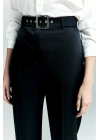 Lisa Saten Duble Paça Pantolon - Siyah