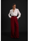 Luna Krep Pantolon - Bordo