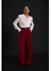Luna Krep Pantolon - Bordo