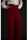 Luna Krep Pantolon - Bordo