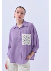 Örgü Cepli Lila Gömlek 34158