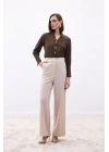Palazzo Krep Pantolon - Taş