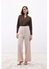Palazzo Krep Pantolon - Taş