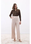 Palazzo Krep Pantolon - Taş