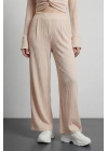 Pile Detaylı Pantolon Bej