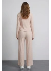 Pile Detaylı Pantolon Bej