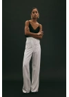 Rina Çizgili Pantolon - Ekru