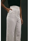 Rina Çizgili Pantolon - Ekru