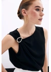 Tek Omuz Detaylı Bluz - Siyah